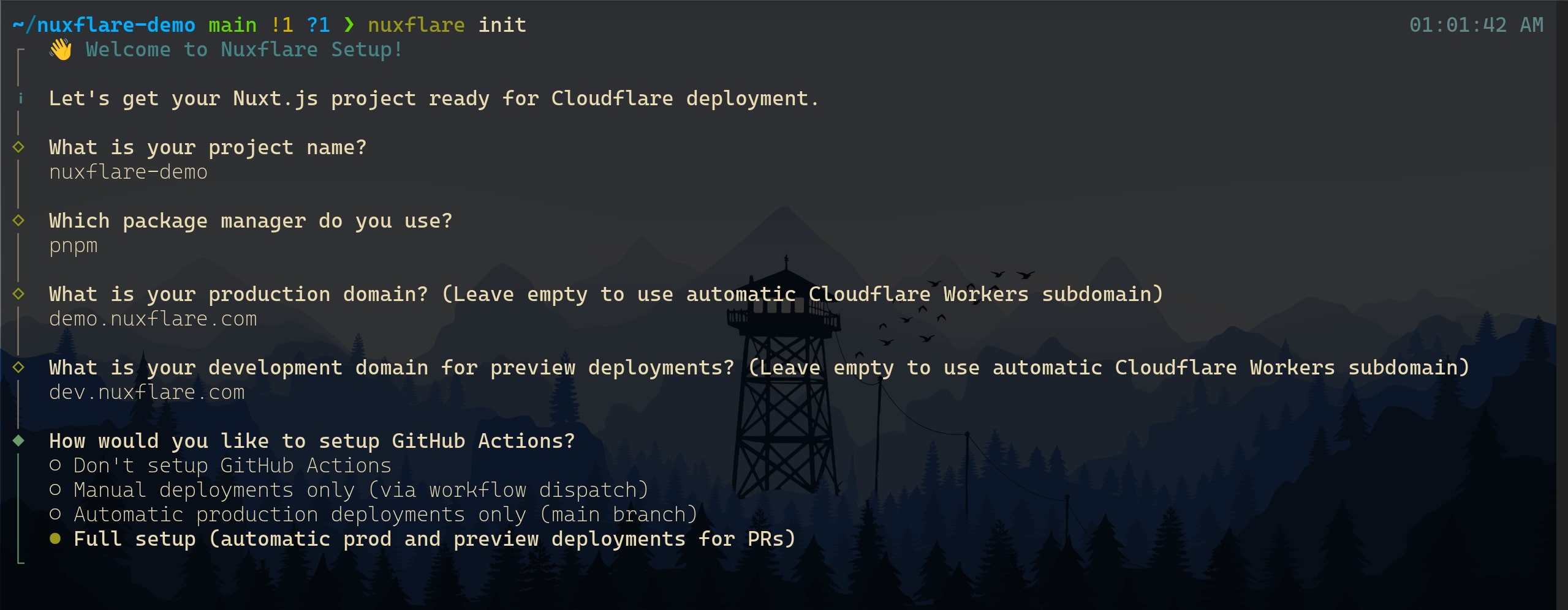 Nuxflare Init Screenshot